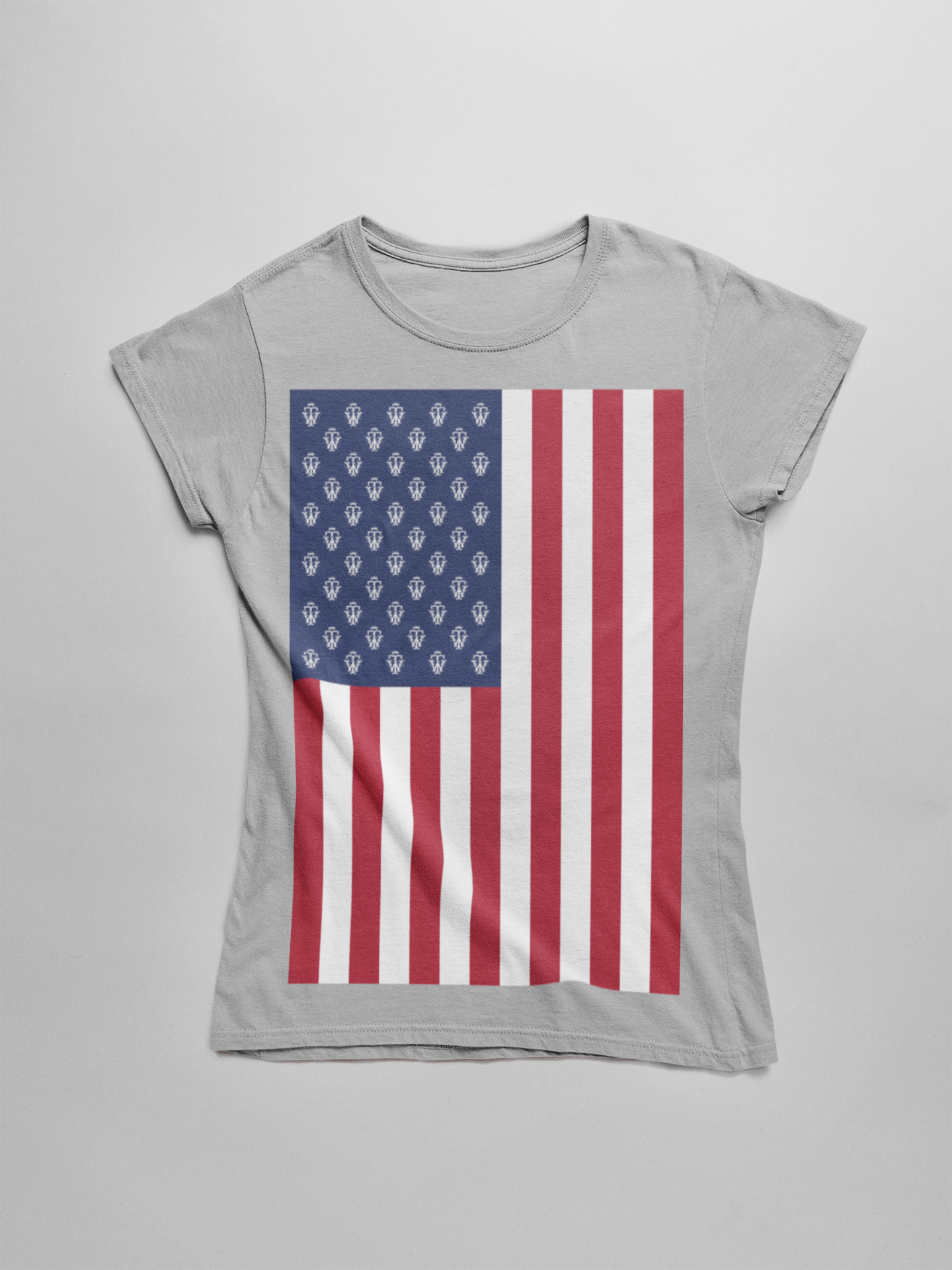 Girls Grey flag design round neck T shirt