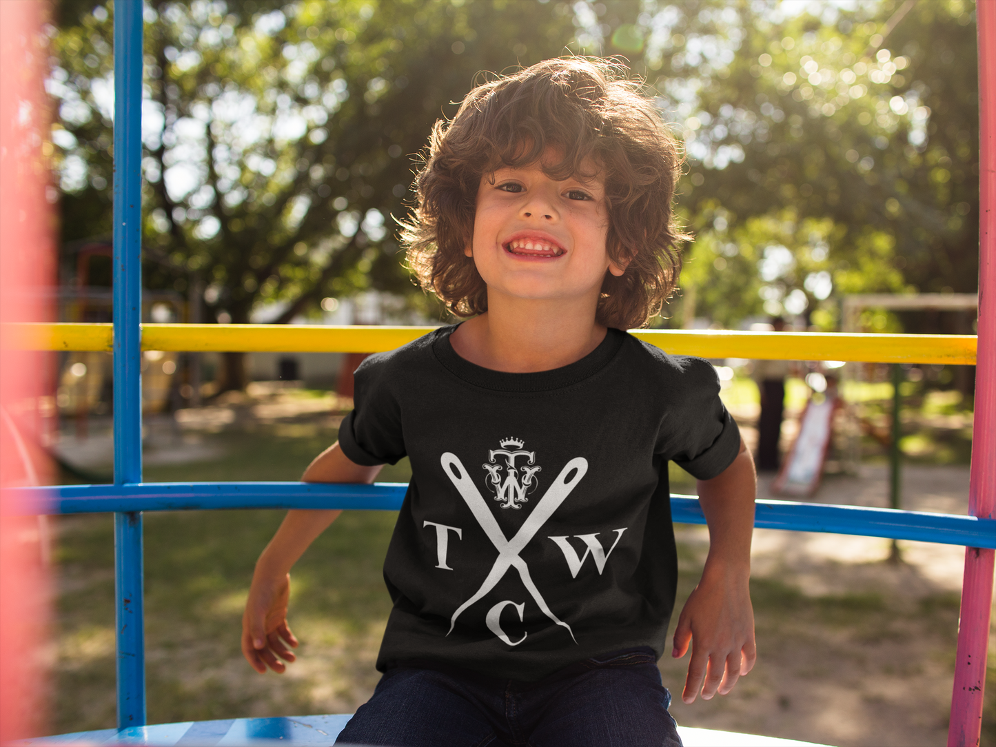 Boys Black Needles Design T-shirt