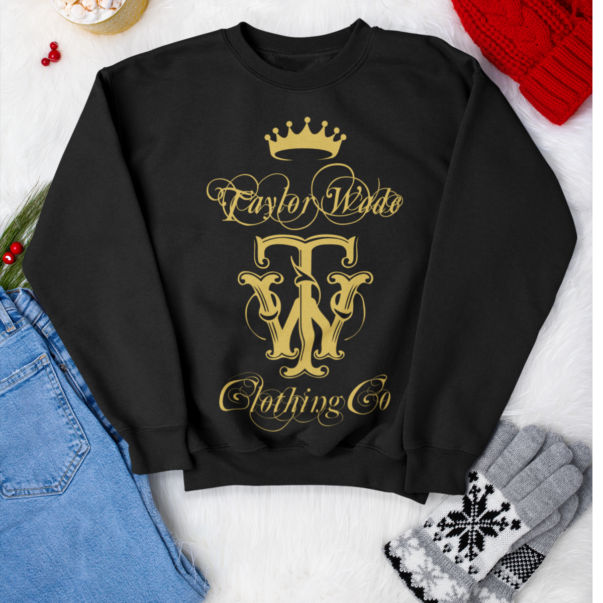 BOYS BLACK TAYLOR WADE SWEATSHIRT WITH ORNAMENTAL PRINT LOGO