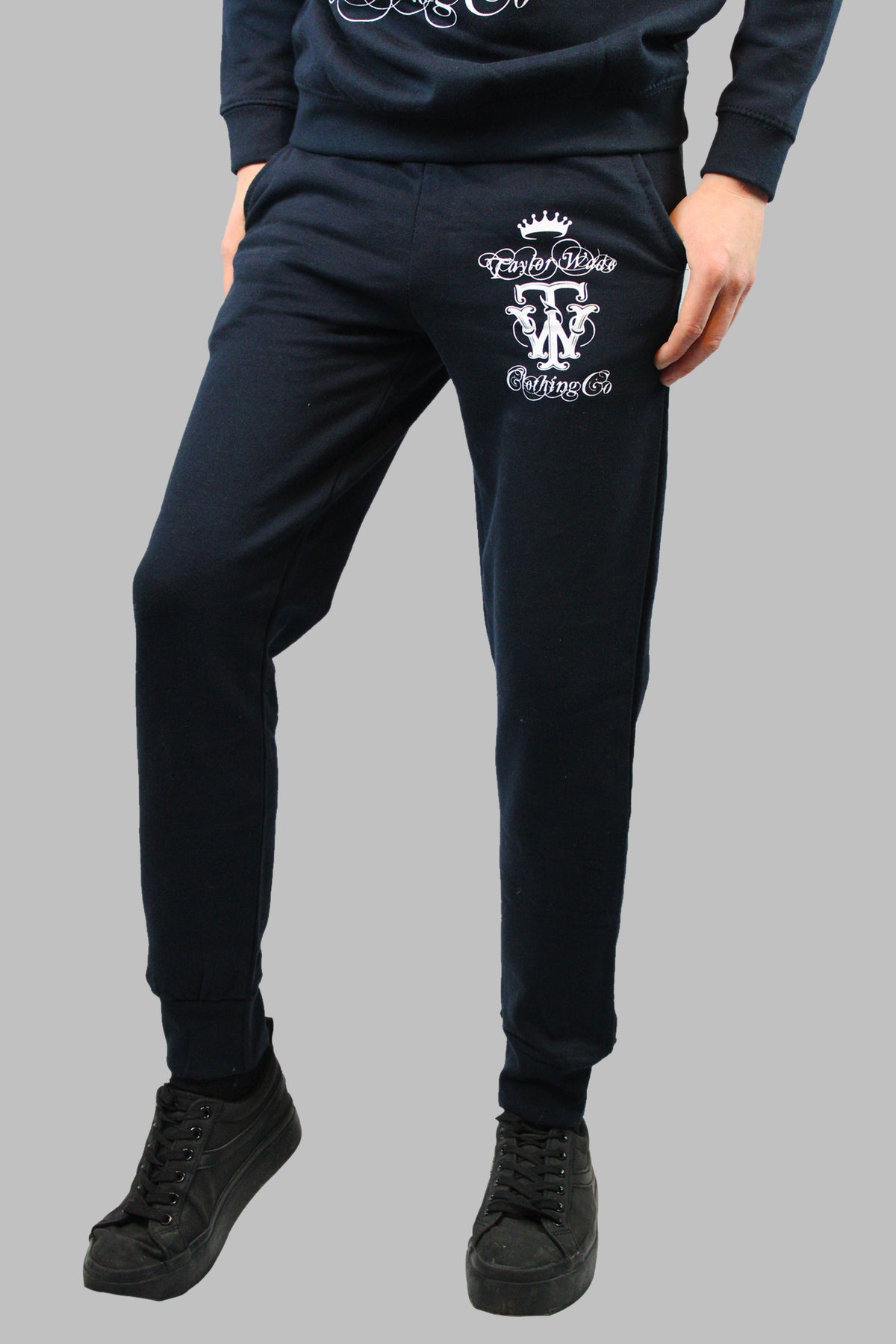 Boys Ornamental Print French Navy Tracksuit.