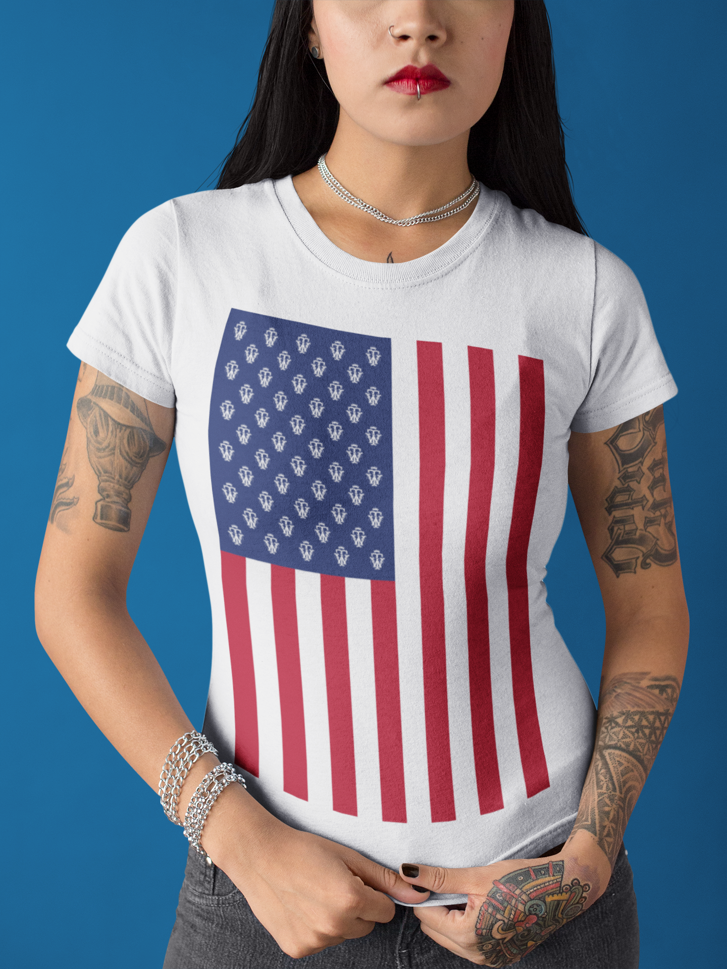Womens T-shirt American flag design