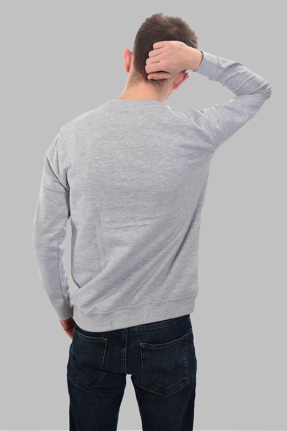 BOYS GREY SWEATSHIRT WHITE REPEAT PATTERN PRINT