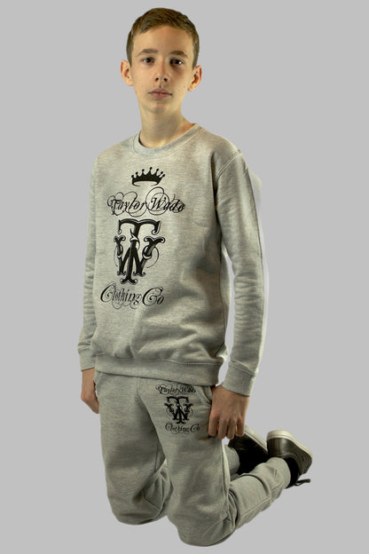 TAYLOR WADE BOYS ORNAMENTAL PRINT GREY SWEATSHIRT