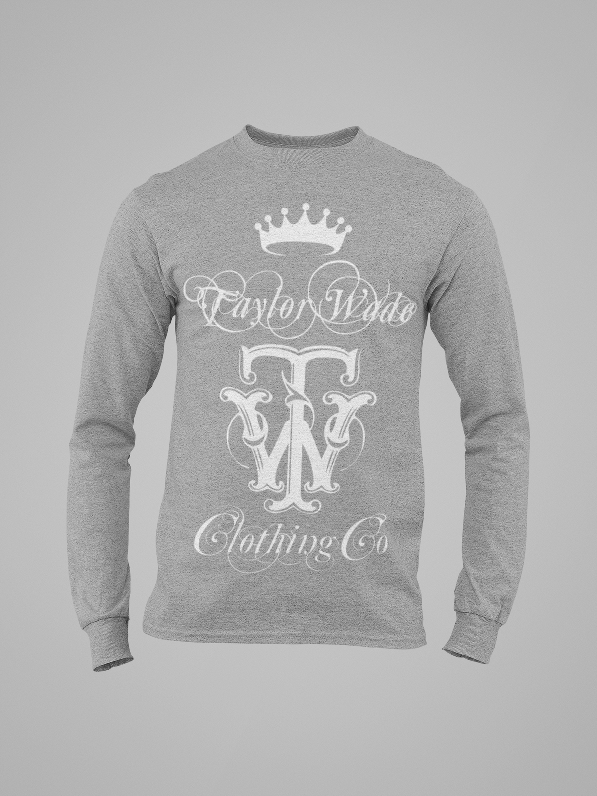 BOYS GREY TAYLOR WADE SWEATSHIRT WITH WHITE ORNAMENTAL PRINT LOGO