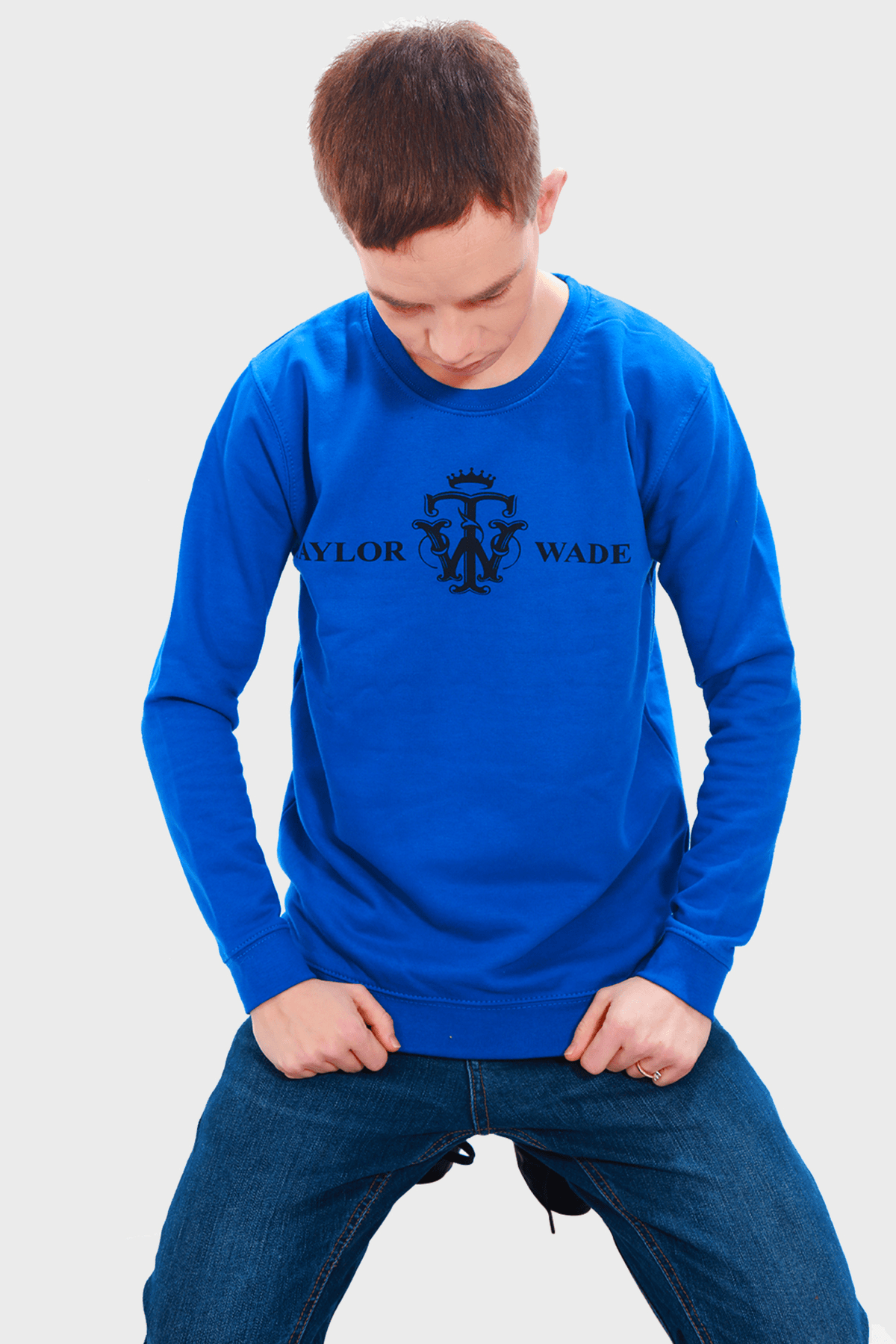 Boys Black Logo Blue Sweatshirt