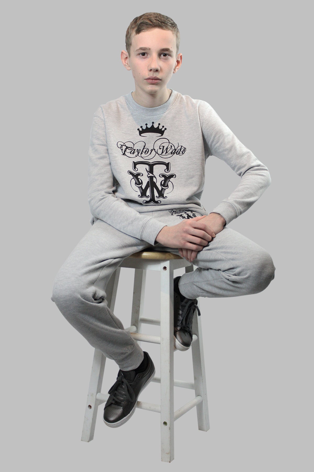 Boys Ornamental Print French Navy Tracksuit.