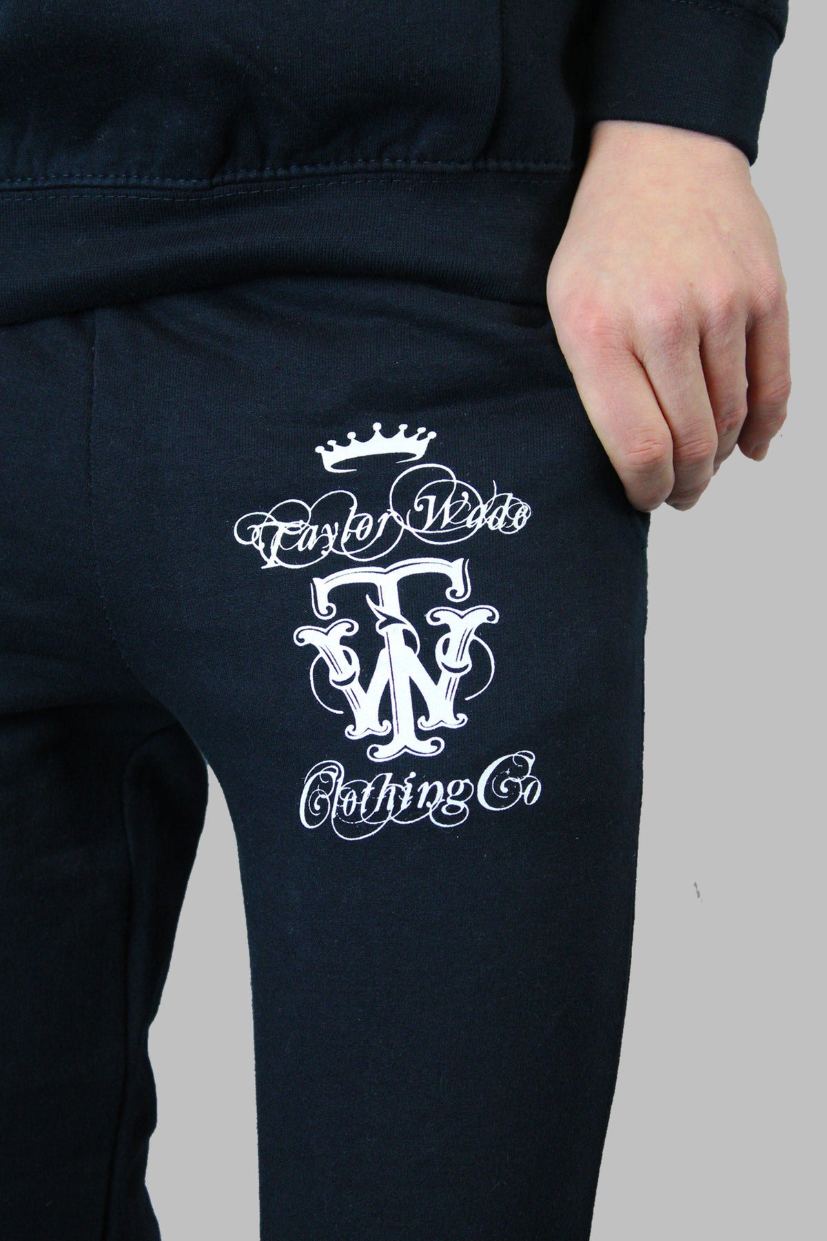 Boys Ornamental Print French Navy Tracksuit.