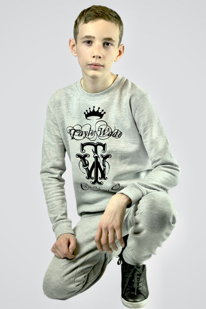 TAYLOR WADE BOYS ORNAMENTAL PRINT GREY SWEATSHIRT